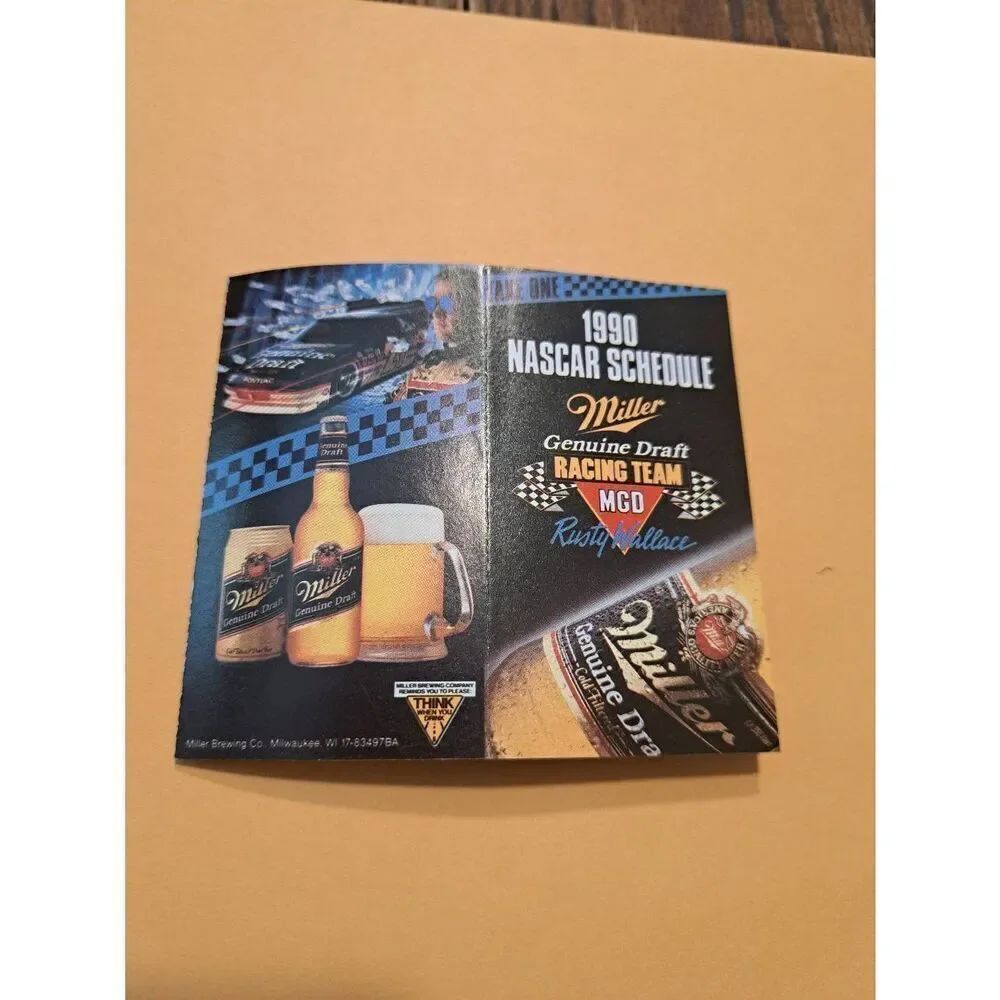 1990 Rusty Wallace MGD NASCAR Schedule Foldout Miller Beer Promo Racing Cruise